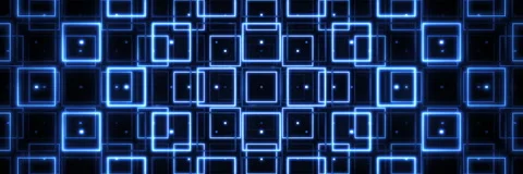 Abstract Neon Blue Square Grid Pattern VJ Loop Stock Footage 340977795