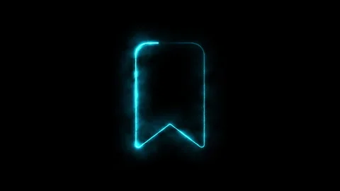 Abstract neon bookmark icon outlines dynamically animating on black backgro.. Stock Footage 338079415