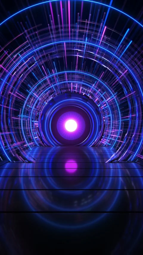 Abstract neon bright blue lights. Shiny futuristic virtual space Luxury stage co Stock Footage 342785085