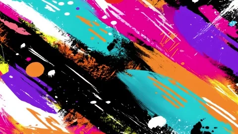 Abstract Neon Brush Background With Diagonal Cyan Orange and Pink Strokes Stock Footage 315539360