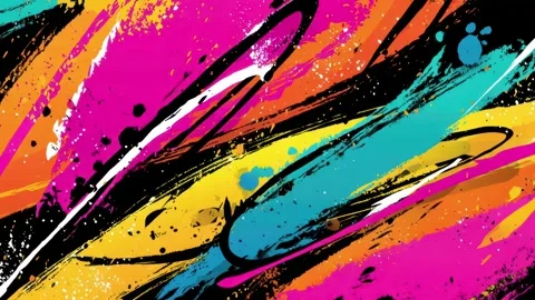Abstract Neon Brush Stroke Background With Colorful Diagonal Slashes Stock Footage 315539310