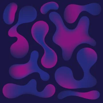 Abstract neon bubble shapes on dark blue background. Stock-Illustration
