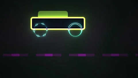 Abstract Neon Car Animation Moving Across Dark Background. Stock Footage 340522790