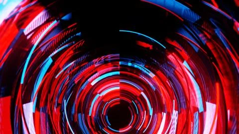 Abstract neon cicles with black empty copy space inside 库存插图