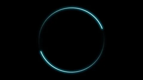 Abstract Neon Circle Animation with Blue Cyan Glowing Light Stock Footage 304114531