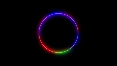 Abstract neon circle animation. copy space for text. futuristic fluorescent glow Stock Footage 169720841