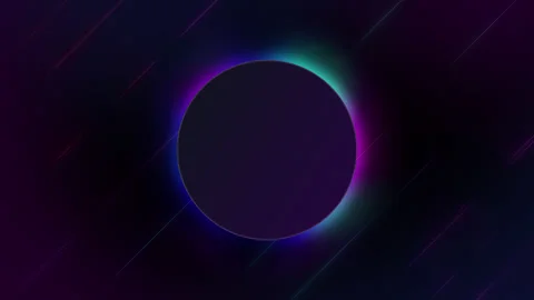 Abstract neon circle animation. copy space for text. futuristic fluorescent glow Stock Footage 181591457