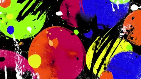 Abstract Neon Circle Background With Colorful Paint Orbs on Black Stock Footage 315538944