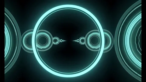 Abstract neon circle designs on black background with geometric patterns Stock Footage 318948502