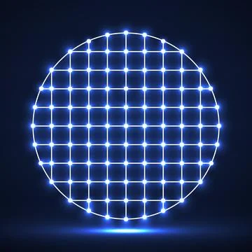 Abstract neon circle with glowing grid. Vector geometric element Stock Illustration