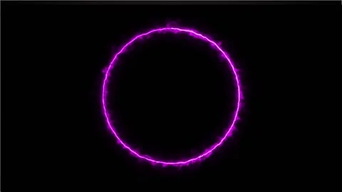 Abstract neon circle light animated frame on black background Stock Footage 196140165