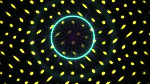 Abstract Neon Circle Pulsing with Dynamic Geometric Light Patterns. Stock Footage 341800808