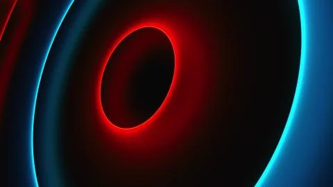 Abstract neon circles, computer generated. 3d rendering of futuristic shining Stock Illustration