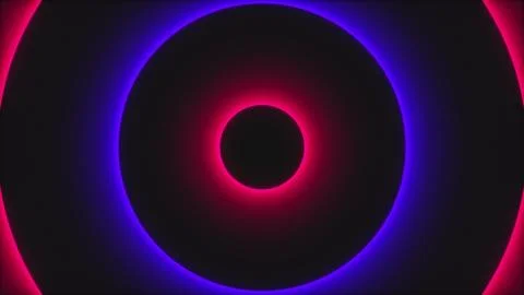 Abstract neon circles, computer generated. 3d rendering of futuristic shining Illustrazione stock