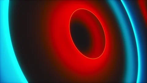 Abstract neon circles, computer generated. 3d rendering of futuristic shining Stock Illustration