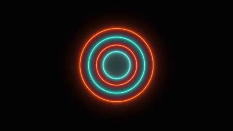Abstract neon circles form an endless tunnel, computer generated. 3d rendering Stock Illustration
