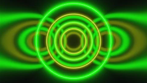Abstract neon circles form an endless tunnel, computer generated. 3d rendering Stock Illustration