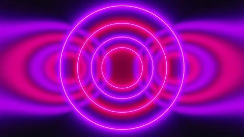 Abstract neon circles form an endless tunnel, computer generated. 3d rendering Stock Illustration