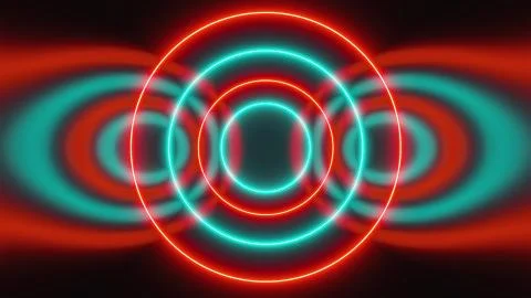 Abstract neon circles form an endless tunnel, computer generated. 3d rendering Illustrazione stock