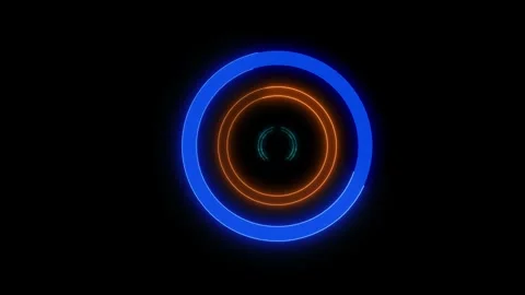 Abstract Neon Circles Pulsating on Black Background Stock Footage 334588007