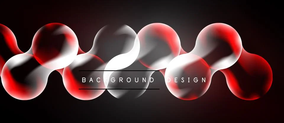 Abstract neon circles, red glows, white outlines. Modern design element over Stock Illustration