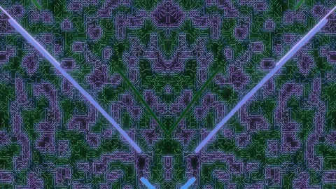Abstract Neon Circuit Board Pattern with Geometric Shapes Stock Footage 332212787