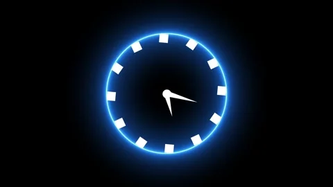 Abstract neon clock animation on black. Stockbeeldmateriaal 332089356