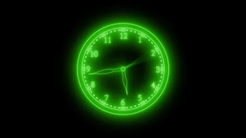 Abstract Neon Clock Face Animation in Glowing Circle Video stock 314655631