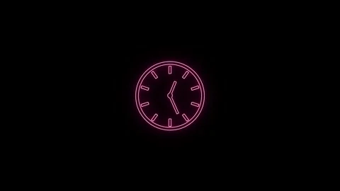 Abstract neon clock icon animation background. Stock-Footage 306558358
