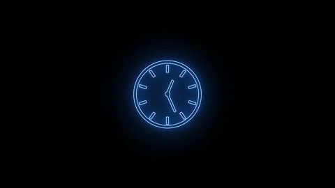 Abstract neon clock icon animation background. Stock Footage 306558364