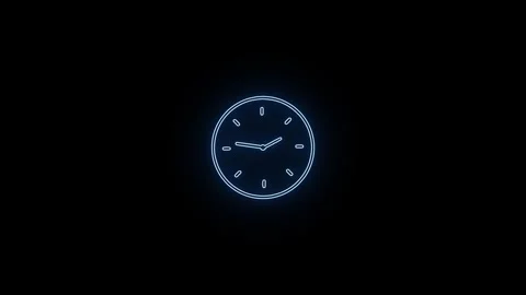 Abstract neon clock icon animation background. Stock Footage 306558377