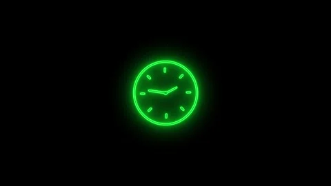 Abstract neon clock icon animation background. Stock Footage 306558379