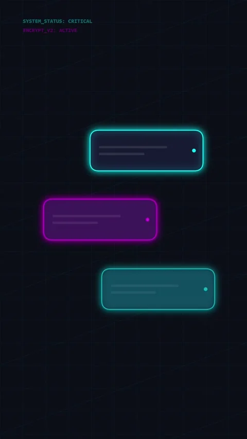 Abstract Neon Code on Dark Grid Background, Futuristic Tech Animation Stock Footage 348814300