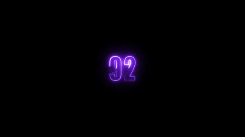 Abstract neon countdown 92 number text background , Abstract sports Light o.. Stock Footage 311784651