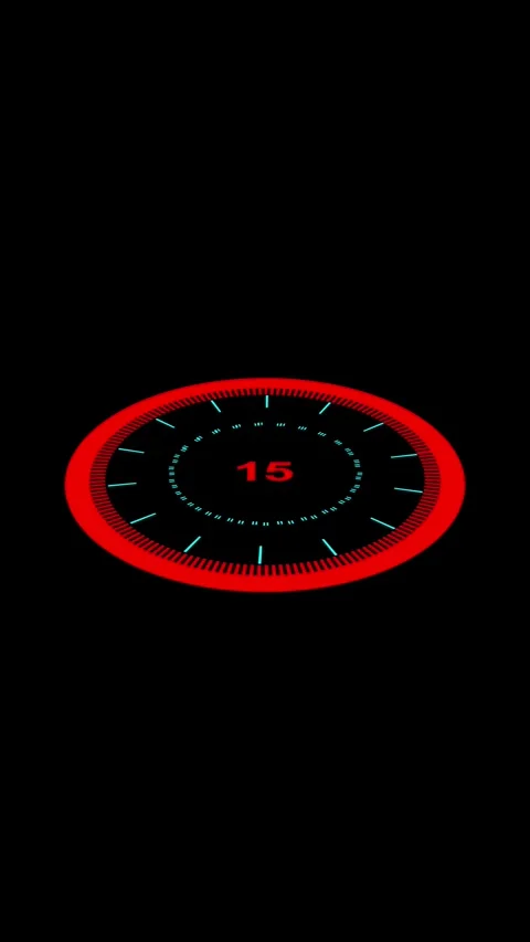 Abstract neon countdown circle interface animation in vertical video format.. Stock Footage 344733032