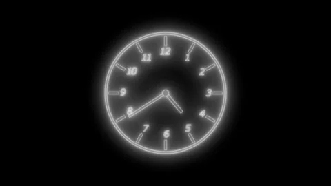 Abstract Neon Countdown Timer Analog Clock Animation 库存影片 308044037