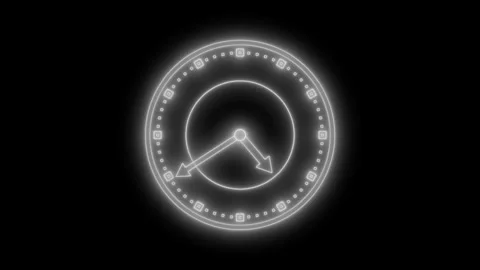 Abstract Neon Countdown Timer Analog Clock with Minimalist Glow Stock Footage 308044492