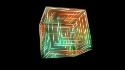 abstract neon cube animation. Squares sp... | Stock Video | Pond5