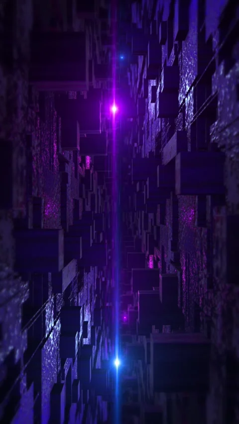 Abstract Neon Cube Structure Digital Cyber Space Neon illuminated cube structure Stock Footage 341903563