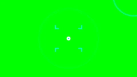 Abstract neon cyan circular digital interface elements on green background Stock Footage 340904462