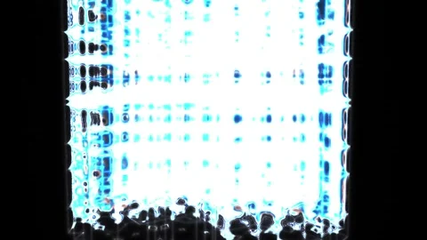 Abstract Neon Cyan Digital Motion Graphic Glowing Square Glitch Background Stock Footage 343689213
