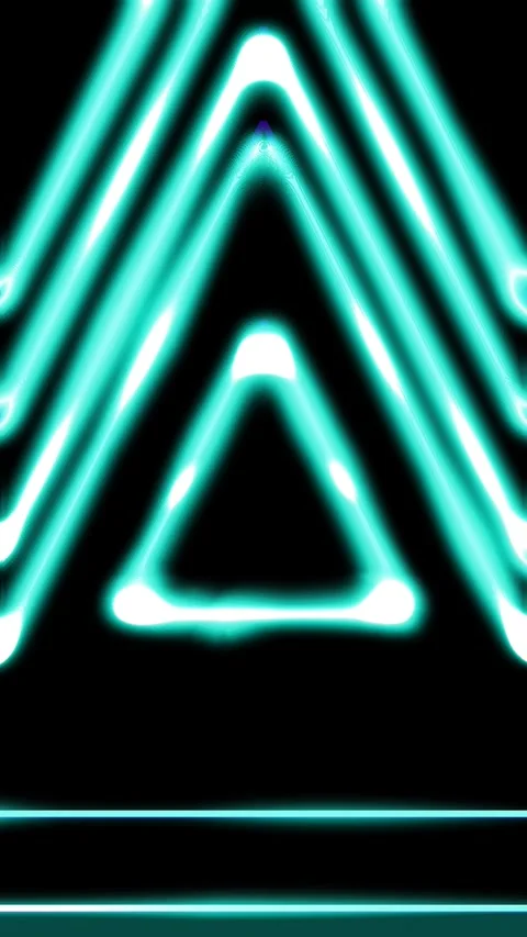 Abstract neon cyan triangles form a glowing tunnel. Stock Footage 319813032