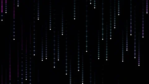 Abstract neon data rain stream overlay on black background Stock Footage 340377862