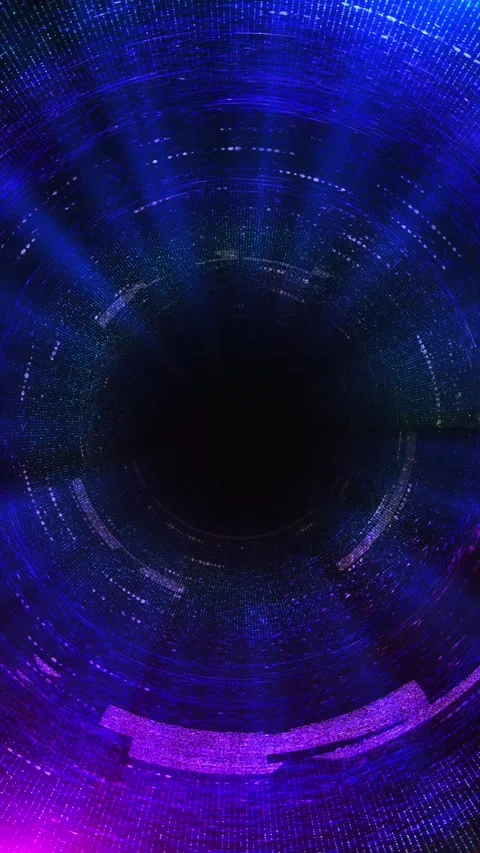 Abstract Neon Data Vortex Futuristic Circular Technology deep tunnel effect. Sym Stock Footage 341904328