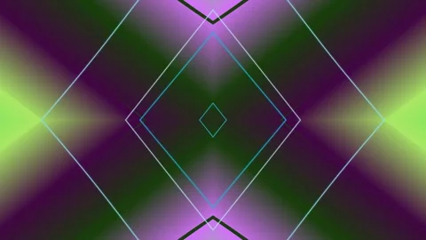 Abstract Neon Diamond Geometric Shapes Glowing on Purple Green Gradient Bac.. Stock Footage 332494671