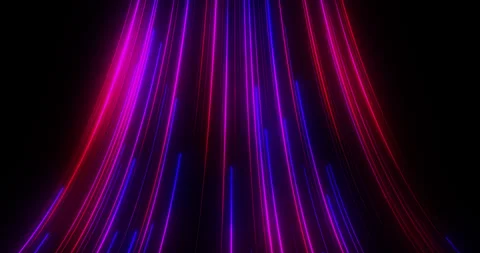 Abstract neon digital data stream, bright particles and lines glow moving and Stock Footage 240633486