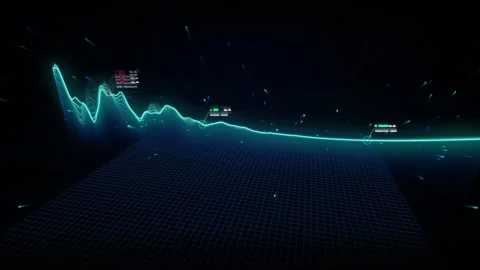 Abstract neon digital waveform graph showing data fluctuations in dark virt.. 스톡 동영상 343248948