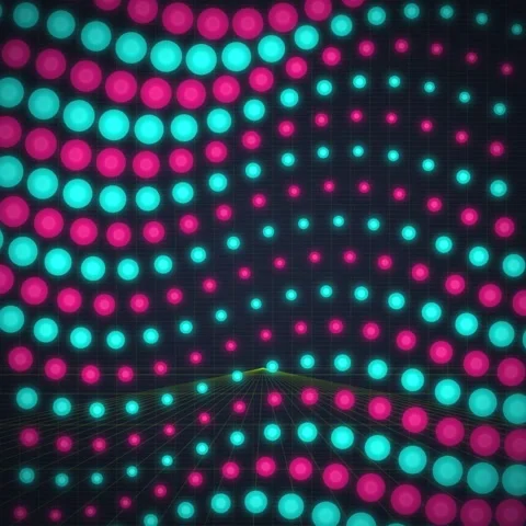 Abstract Neon Dots Grid Background - Futuristic Digital Wave Pattern Stock Footage 348199817