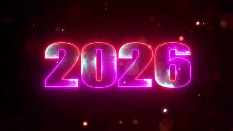 Abstract neon effect light letter 2026 festive digital greeting text celebr.. 스톡 동영상 321945011