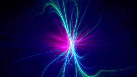Abstract Neon Energy Light Waves Flowing in Deep Blue Space Stock Footage 346128408